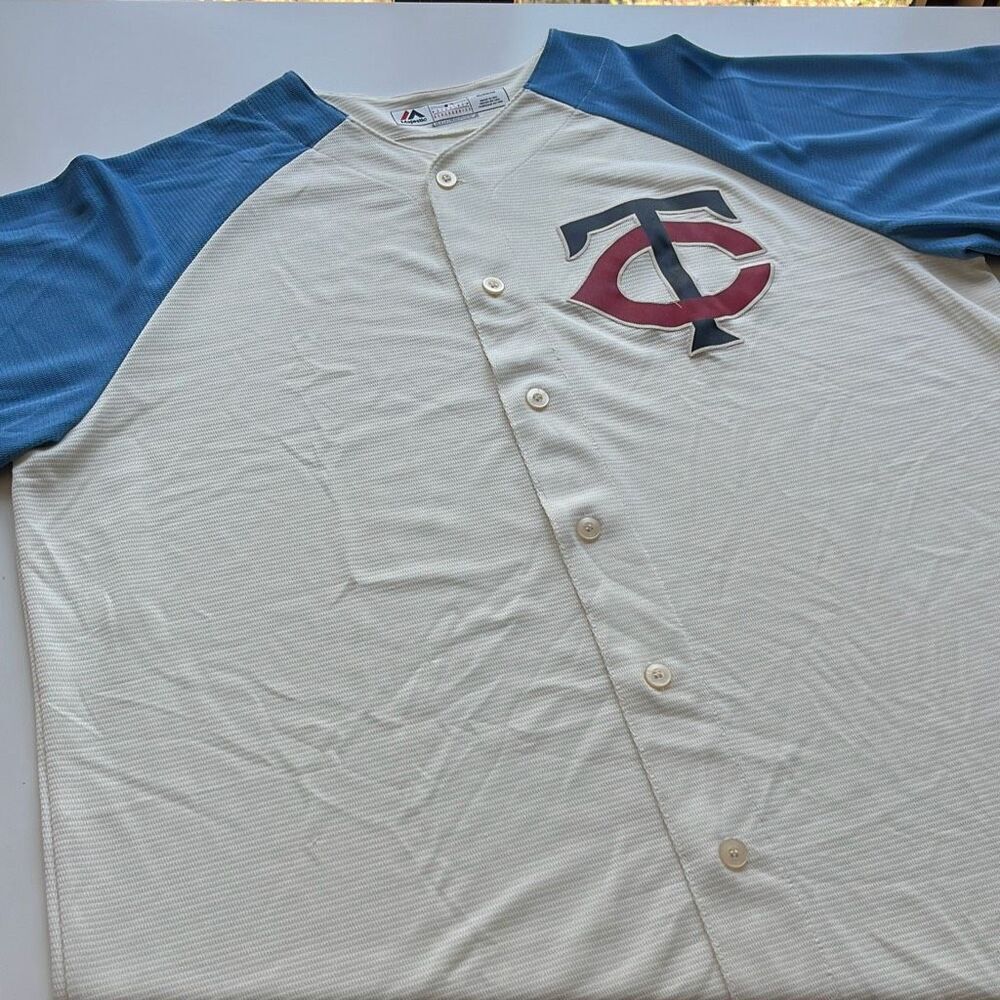 Majestic Major League Baseball Cool Base Minnesota Twins Button Front Mens XL